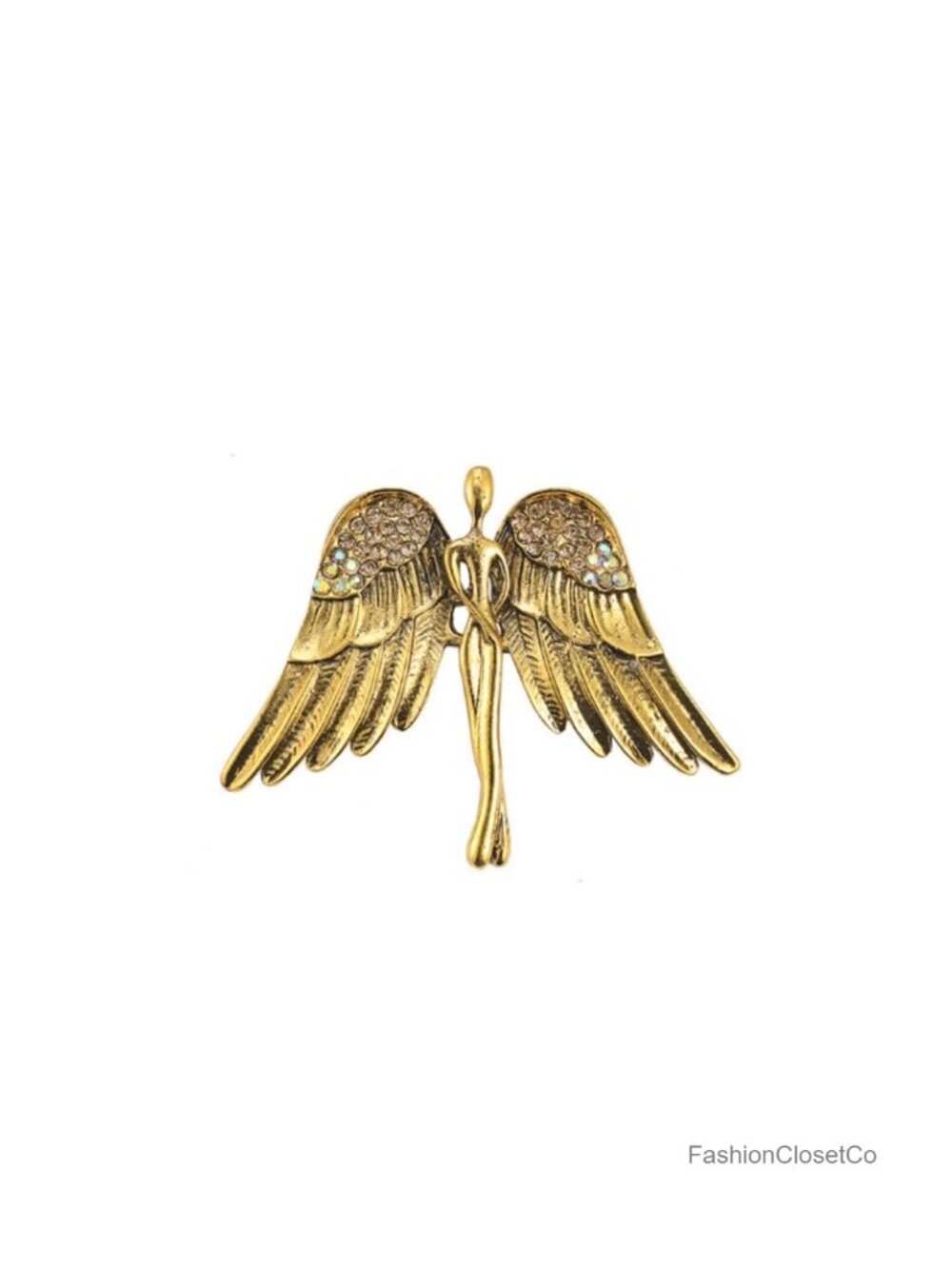 Gold Plated Copper Rhinestone Brooch Pin Women Fashion Costume Jewelry